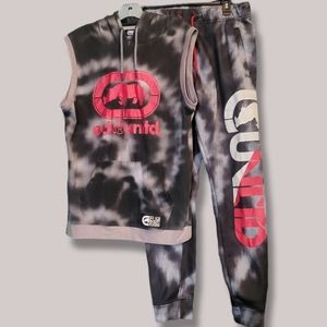 Echo Unltd Mens 2 PC Jogging Sleeveless Hoodie and Sweat Pants Set Size S/M